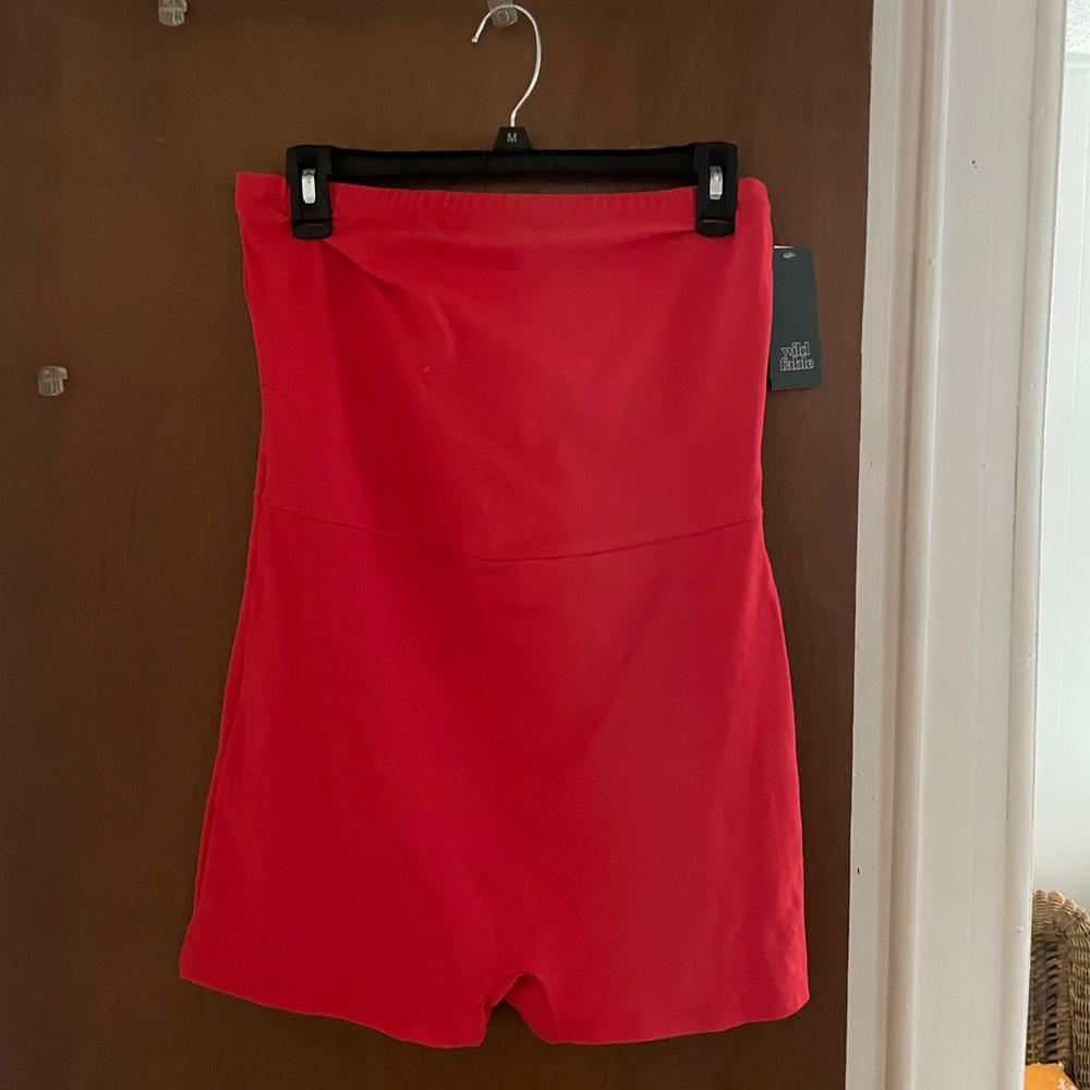Wild Fable Strapless Red Shorts Bodysuit